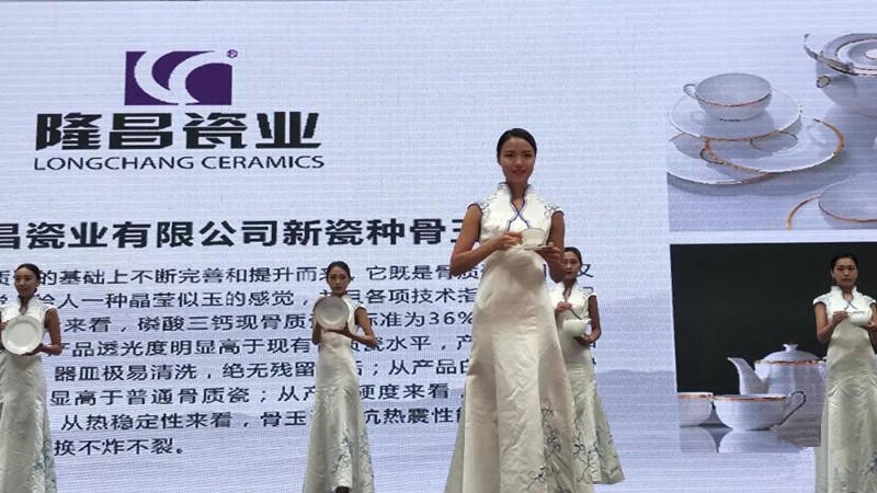 模特现场展示唐山隆昌瓷业有限公司研制的“骨玉瓷”_副本.jpg
